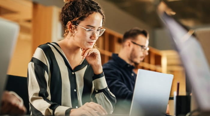 Girl concentrating on laptop