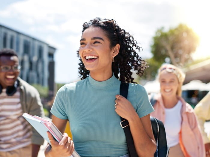 Girl with group of friends