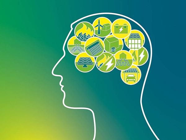 Outline of a head with symbols inside