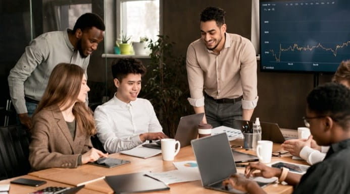 Group of colleagues at desk
