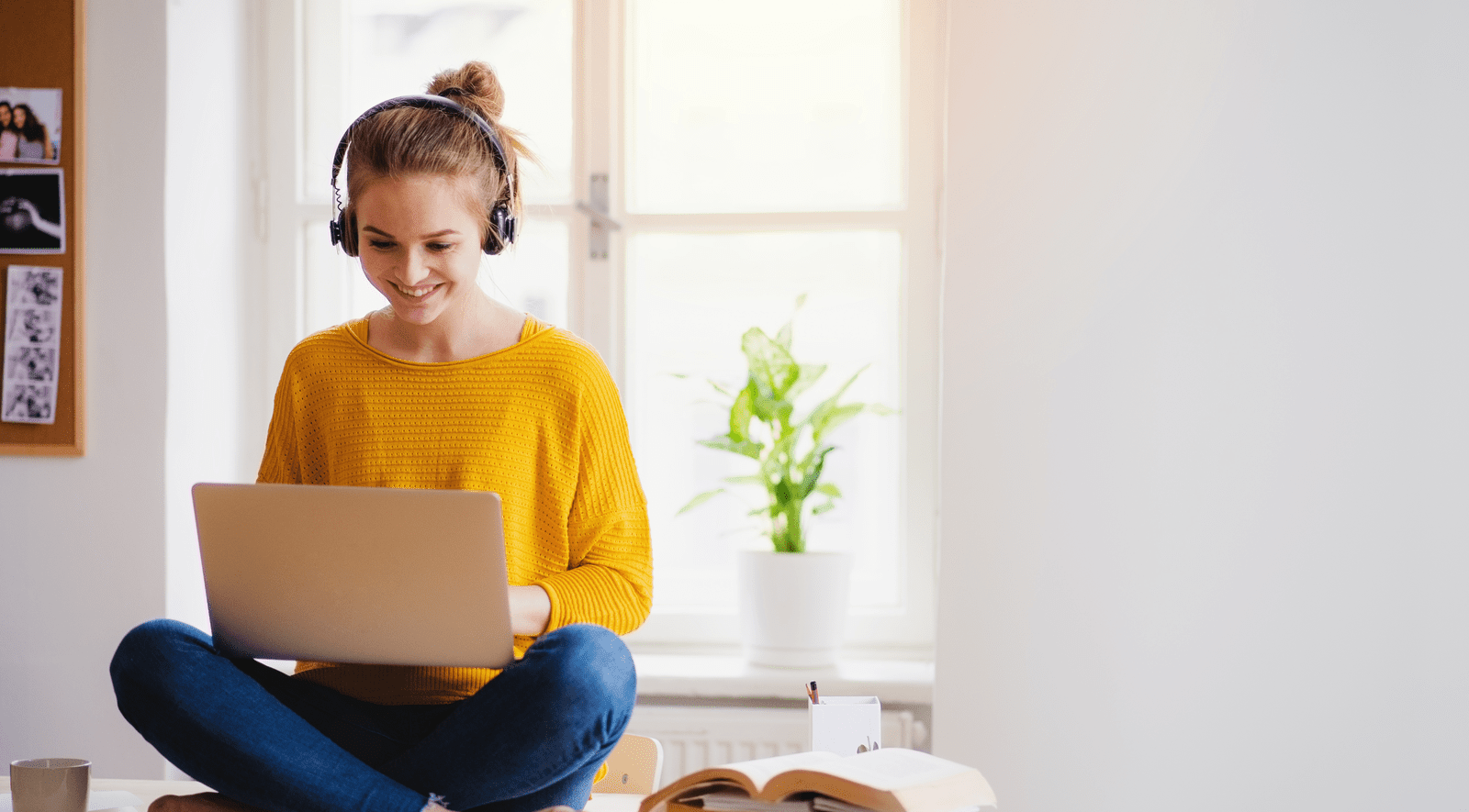 Young woman working on laptop